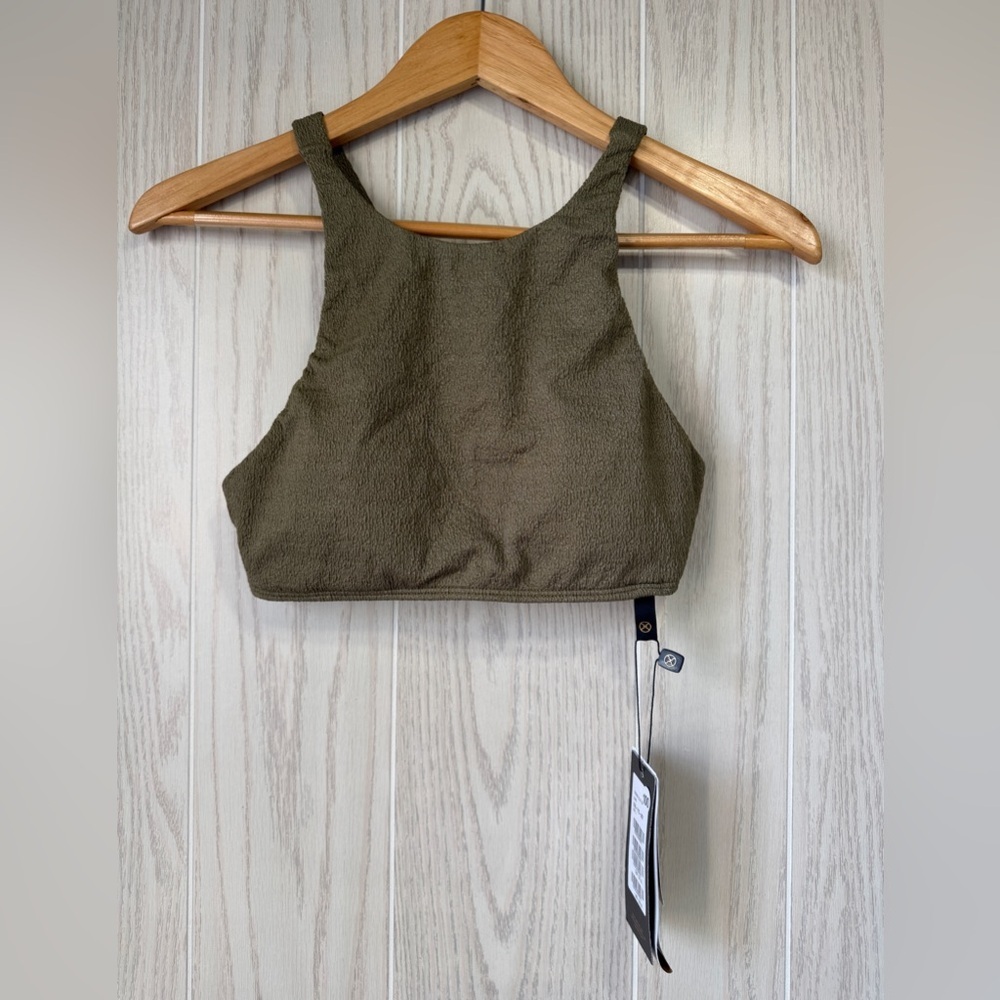 ViX Paula Hermanny Firenze Ellie Olive Textured Crop Bikini Top Size L NWT $128